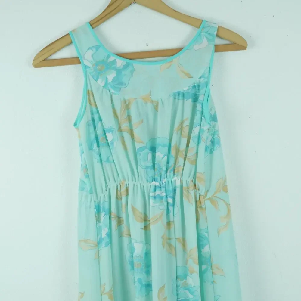 Vintage 32 XS Nightgown Pastel Blue Floral Dainty Fairy Ethereal Coquette 70s - Picture 9 of 10